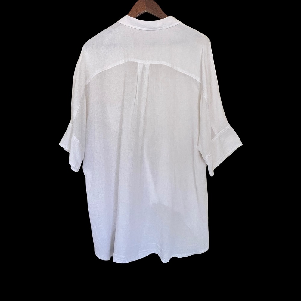 Free People We The Free Women Shirt M White Cotton Oversized High Low Button Up
